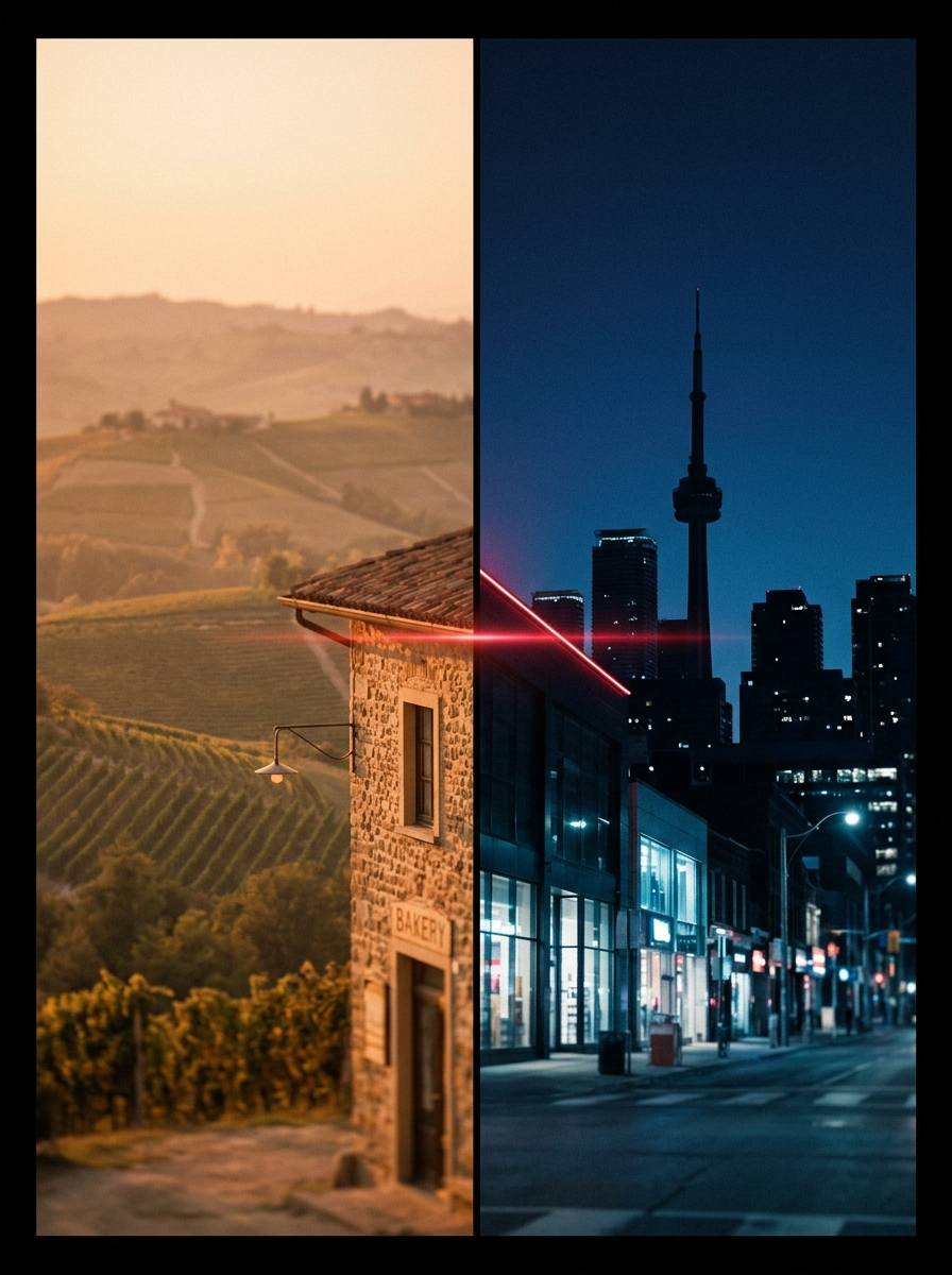 Journey from Alba, Italy to Toronto skyline